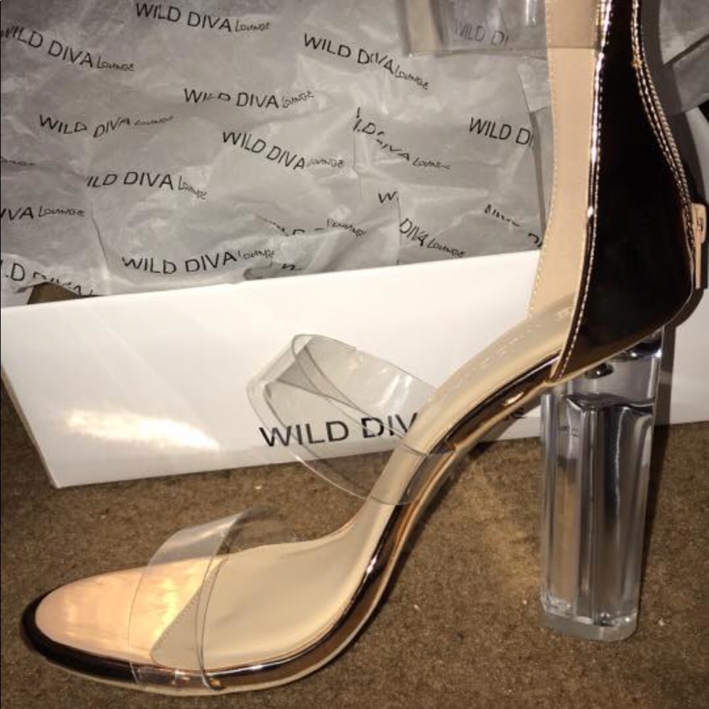 Rose gold clear heels